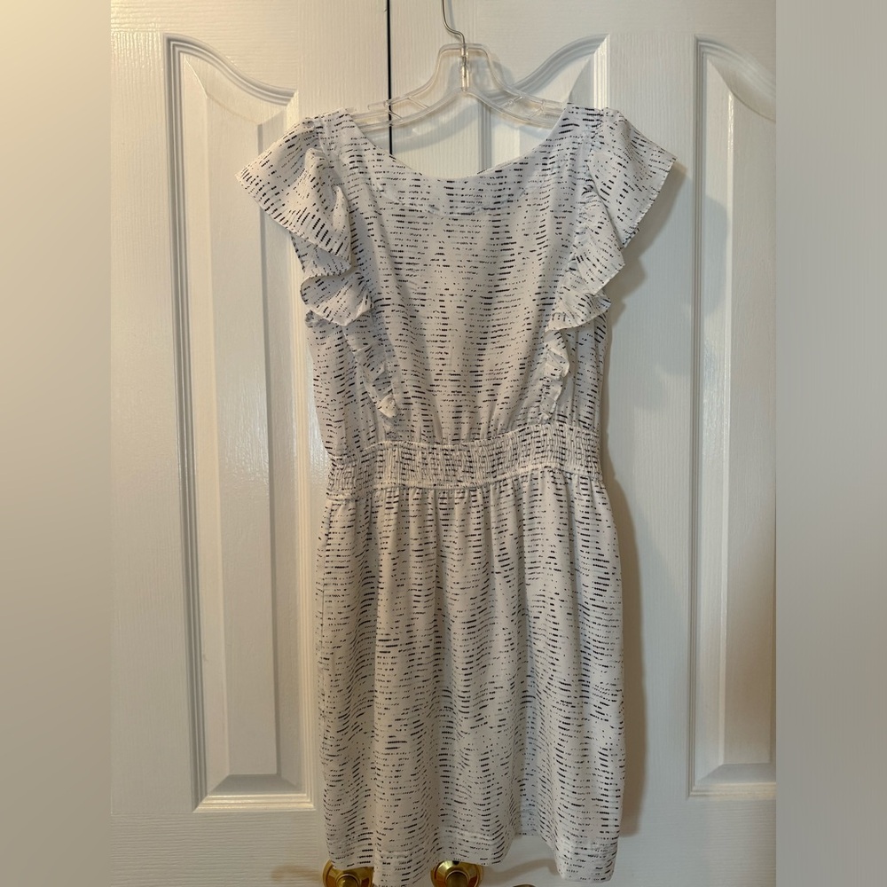 Bcbgeneration White Patterned Ruffle Dress - image 1